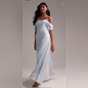Light Blue Elegant Off the Shoulder Gown